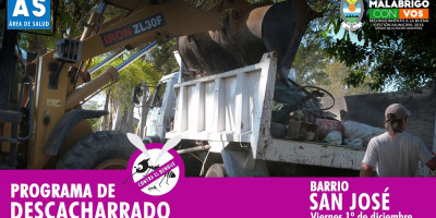 Mañana se realiza el descacharrado en Barrio San José