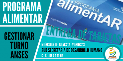 Solicitar turno para retirar la tarjeta alimentar