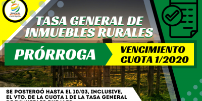 Prórroga tasa general de inmuebles rurales